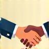 Collaborative partnership icon - shaking hands